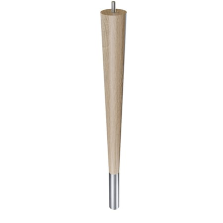 18 Round Tapered Leg, Bolt And 4 Brushed Aluminum Ferrule, White Oak, Semi-Gloss Clear Coat Finish